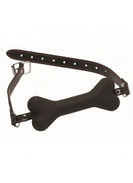 Черный кляп в форме косточки Hound Adjustable Dog Bone Gag - XR Brands - купить с доставкой в Череповце