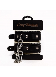 Черные скругленные наручники с мягкой бежевой подкладкой - Crazy Handmade - купить с доставкой в Череповце