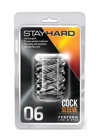 Прозрачная насадка с объёмными чёрточками STAY HARD COCK SLEEVE 06 CLEAR - Blush Novelties - в Череповце купить с доставкой