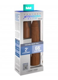 Коричневая насадка на член 2  Silicone X-tension - 20,3 см. - Pipedream - в Череповце купить с доставкой