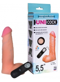 Фаллическая насадка Харнесс UNICOCK 5,5  с вибрацией - 17 см. - LOVETOY (А-Полимер) - купить с доставкой в Череповце