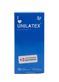 Классические презервативы Unilatex Natural Plain - 12 шт. + 3 шт. в подарок - Unilatex - купить с доставкой в Череповце