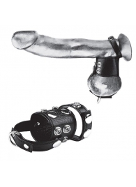 Утяжка на пенис и мошонку Cock Ring With 1.5  Ball Stretcher And Optional Weight Ring - BlueLine - купить с доставкой в Череповце