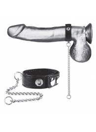 Утяжка на пенис с поводком Snap Cock Ring With 12  Leash - BlueLine - купить с доставкой в Череповце