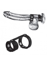 Утяжка на пенис с клёпками Duo Snap Cock And Ball Ring - BlueLine - купить с доставкой в Череповце