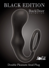 Чёрное эрекционное кольцо с анальной пробкой Double Pleasure Anal Plug - Lola Games - в Череповце купить с доставкой