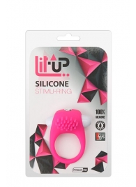 Розовое эрекционное кольцо с щеточкой LIT-UP SILICONE STIMU RING 5 - Dream Toys - в Череповце купить с доставкой