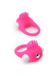 Розовое эрекционное кольцо с щеточкой LIT-UP SILICONE STIMU RING 5 - Dream Toys - в Череповце купить с доставкой