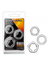 Набор из 3 прозрачных эрекционных колец Stay Hard Beaded Cockrings - Blush Novelties - в Череповце купить с доставкой