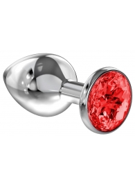 Большая серебристая анальная пробка Diamond Red Sparkle Large с красным кристаллом - 8 см. - Lola Games - купить с доставкой в Череповце