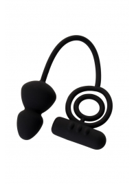 Чёрное эрекционное кольцо с вибростимулятором и анальным хвостом - Erotist Adult Toys - в Череповце купить с доставкой