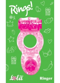 Розовое эрекционное кольцо с вибрацией Rings Ringer - Lola Games - в Череповце купить с доставкой
