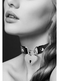 Черный чокер с замком в форме сердца - Bijoux Pour Toi - купить с доставкой в Череповце