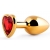Золотистая анальная пробка с красным стразом-сердечком - 8 см. - Anal Jewelry Plug - купить с доставкой в Череповце