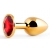Золотистая анальная пробка с красным стразом - 7,2 см. - Anal Jewelry Plug - купить с доставкой в Череповце