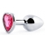 Серебристая анальная пробка с розовым кристаллом-сердечком - 7 см. - Anal Jewelry Plug - купить с доставкой в Череповце