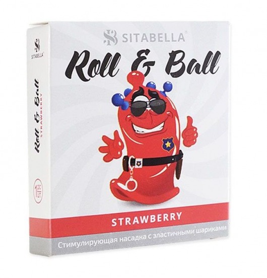 Стимулирующий презерватив-насадка Roll   Ball Strawberry - Sitabella - купить с доставкой в Череповце