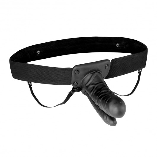 Полый страпон с двумя отростками и вибрацией Unisex Vibrating Hollow Strap-On Double Penetrating Dildo - 17,8 см. - Lux Fetish - купить с доставкой в Череповце