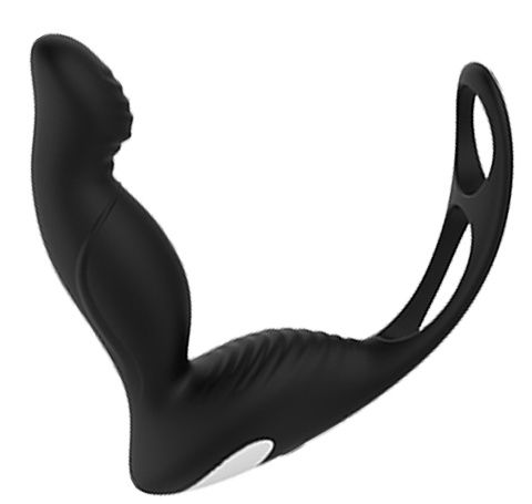 Черный вибромассажер простаты P-PLEASER W ERECTION ENHANCE - Dream Toys - в Череповце купить с доставкой
