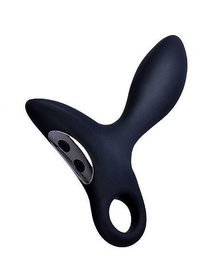 Черный силиконовый анальный вибромассажер Erokey с колечком-ограничителем - Erokay - в Череповце купить с доставкой