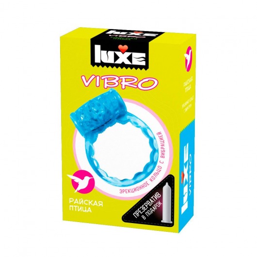 Голубое эрекционное виброкольцо Luxe VIBRO  Райская птица  + презерватив - Luxe - в Череповце купить с доставкой