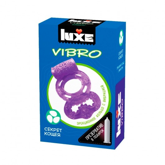 Фиолетовое эрекционное виброкольцо Luxe VIBRO  Секрет Кощея  + презерватив - Luxe - в Череповце купить с доставкой