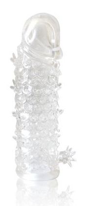 Закрытая прозрачная рельефная насадка Crystal sleeve - 13 см. - Erowoman-Eroman - в Череповце купить с доставкой