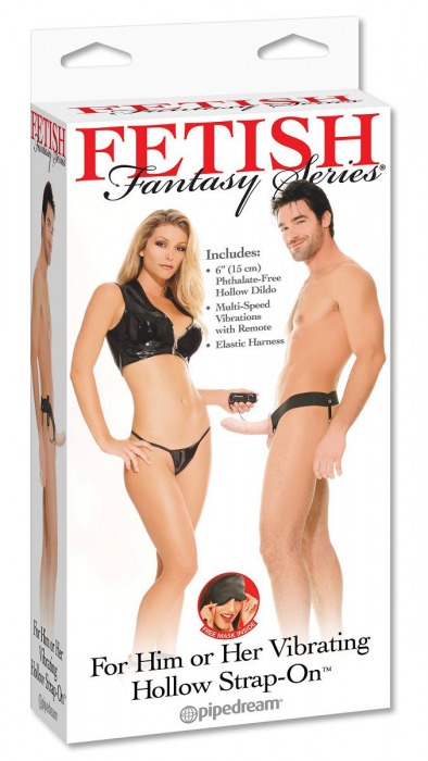 Полый страпон унисекс телесного цвета с вибрацией For Him or Her ​Vibrating Hollow Strap-On - 15 см. - Pipedream - купить с доставкой в Череповце
