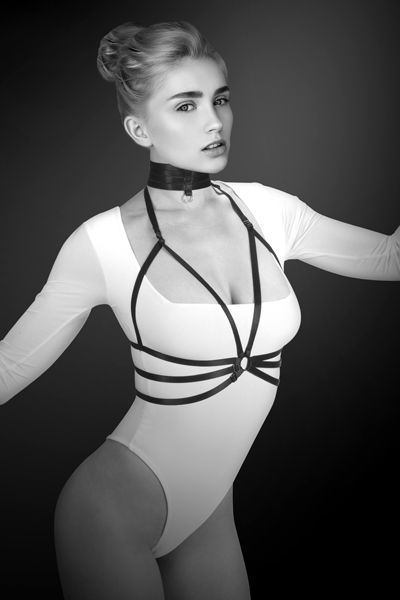 Черная упряжь на грудь Julia - Bijoux Pour Toi - купить с доставкой в Череповце