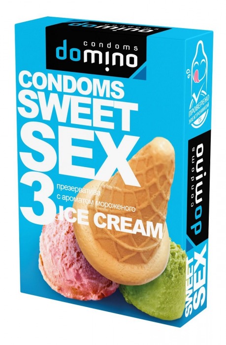 Презервативы для орального секса DOMINO Sweet Sex с ароматом мороженого - 3 шт. - Domino - купить с доставкой в Череповце