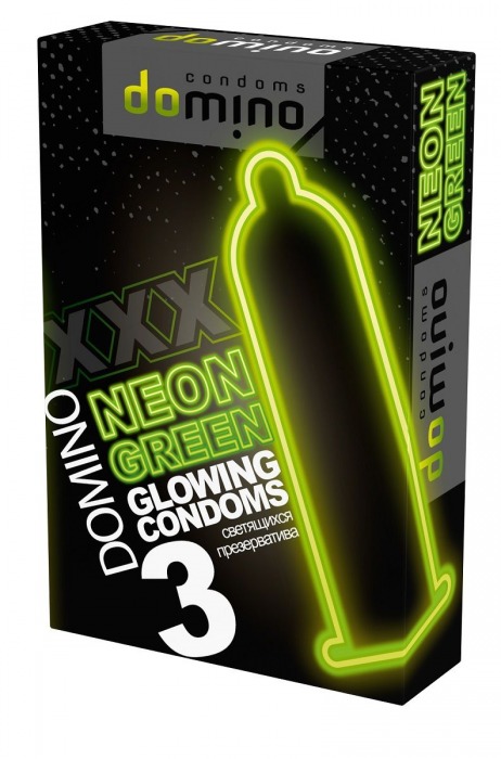 Презервативы DOMINO Neon Green со светящимся в темноте кончиком - 3 шт. - Domino - купить с доставкой в Череповце