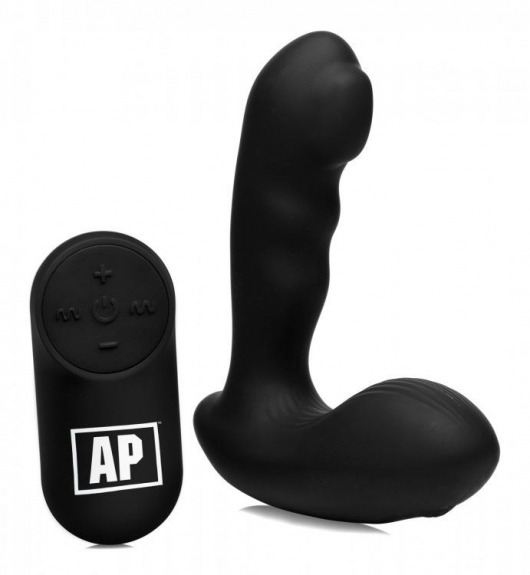 Черный стимулятор простаты Alpha-Pro 7X P-Milker Silicone Prostate Stimulator with Milking Bead - XR Brands - в Череповце купить с доставкой