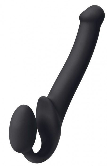 Черный безремневой страпон Silicone Bendable Strap-On M - Strap-on-me - купить с доставкой в Череповце