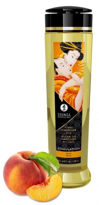 Массажное масло для тела с ароматом персика Stimulation - 240 мл. - Shunga - купить с доставкой в Череповце
