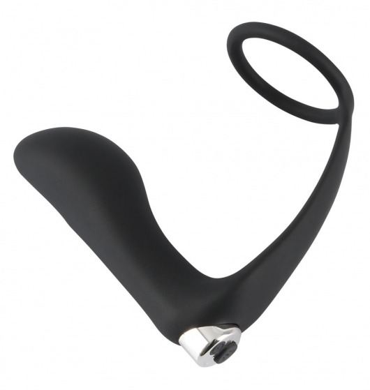 Черное эрекционное кольцо с анальной вибропробкой Vibrating Ring   Plug - Orion - в Череповце купить с доставкой