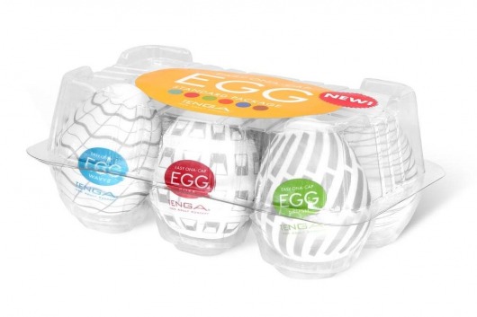 Набор из 6 мастурбаторов Tenga EGG Easy Beat с различным рельефом - Tenga - в Череповце купить с доставкой