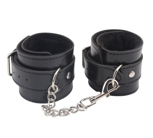 Черные оковы на ноги Obey Me Leather Ankle Cuffs - Chisa - купить с доставкой в Череповце