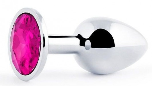 Серебристая анальная пробка с малиновым кристаллом - 7,2 см. - Anal Jewelry Plug - купить с доставкой в Череповце