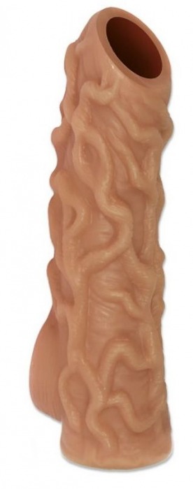 Телесная насадка с венками и открытой головкой Nude Sleeve M - 12 см. - KOKOS - в Череповце купить с доставкой