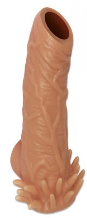 Телесная насадка с усиками и открытой головкой Nude Sleeve M - 12 см. - KOKOS - в Череповце купить с доставкой