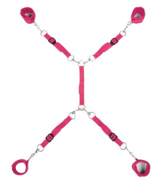 Ярко-розовый набор фиксаций на кровати Classic Bed Spreader - Lux Fetish - купить с доставкой в Череповце