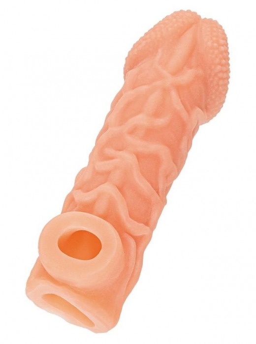 Телесная закрытая насадка с венками Cock Sleeve Size L - 17,6 см. - KOKOS - в Череповце купить с доставкой