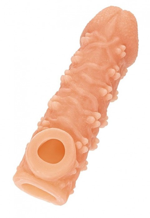 Телесная закрытая насадка с пучками шишечек Cock Sleeve Size L - 17,6 см. - KOKOS - в Череповце купить с доставкой