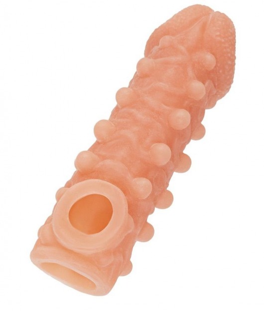Телесная закрытая насадка с шариками Cock Sleeve Size M - 15,6 см. - KOKOS - в Череповце купить с доставкой