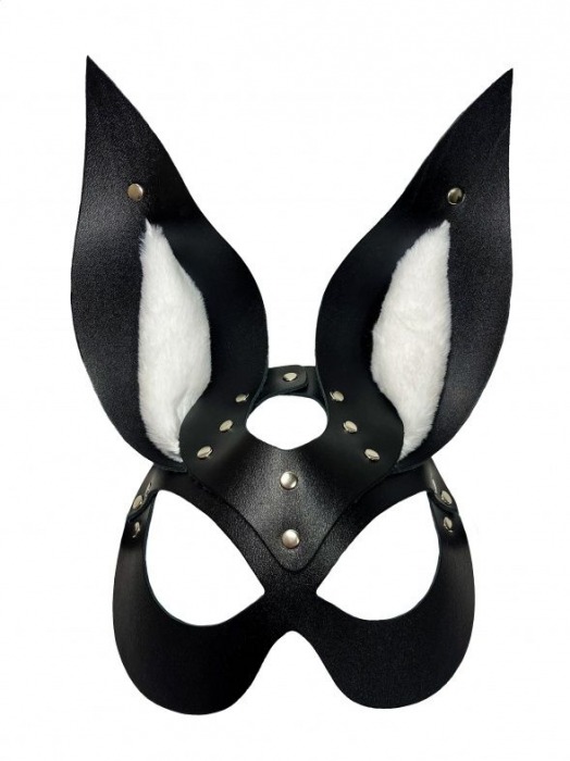 Черная маска зайки с белым мехом на ушках Miss Bunny - БДСМ Арсенал - купить с доставкой в Череповце