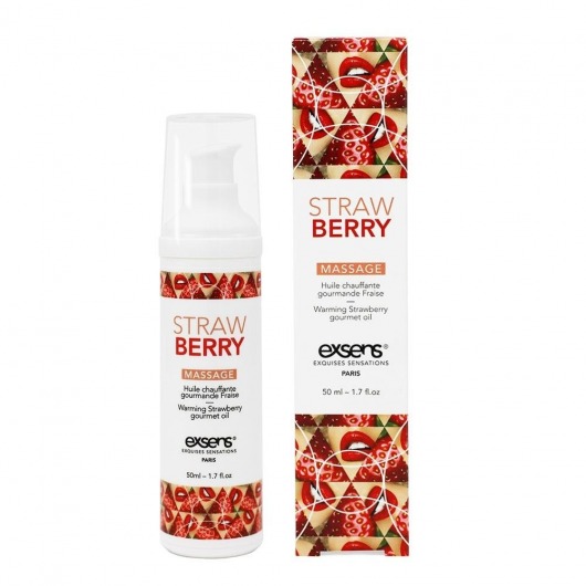 Разогревающее массажное масло  с ароматом клубники Gourmet Strawberry - 50 мл. - Exsens - купить с доставкой в Череповце