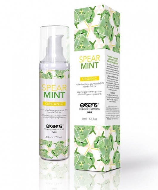 Разогревающее массажное масло Gourmet Spearmint Organic с органическими ингредиентами - 50 мл. - Exsens - купить с доставкой в Череповце