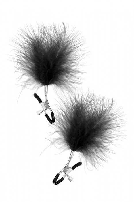 Зажимы на соски с черными пуховыми кисточками Sweet Caress Feather Nipple Clumps - Sweet Caress - купить с доставкой в Череповце