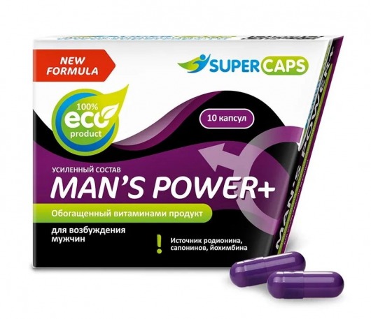 Возбуждающее средство для мужчин Mans Power plus - 10 капсул (0,35 гр.) +1 в подарок - SuperCaps - купить с доставкой в Череповце