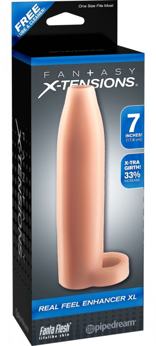 Телесная насадка Real Feel Enhancer XL - 17 см. - Pipedream - в Череповце купить с доставкой